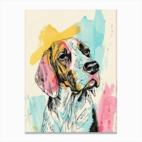 Colourful American Hound Dog Abstract Line Illustration 1 Canvas Print
