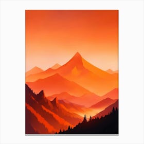 Misty Mountains Vertical Composition In Orange Tone 290 Canvas Print