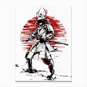 Red Sun Samurai Displate Canvas Print