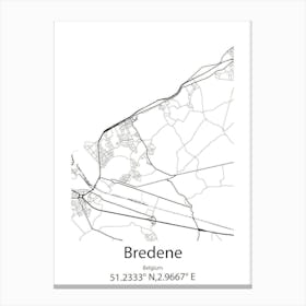 Bredene,Belgium Minimalist Map Canvas Print