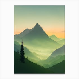 Misty Mountains Vertical Composition In Green Tone 142 Canvas Print