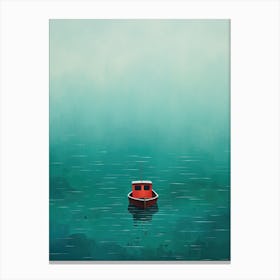 Red Boat In The Fog Canvas Print