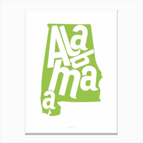 Alabama State Typograpy Canvas Print