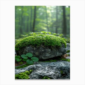 Mossy Rock In The Forest Canvas Print