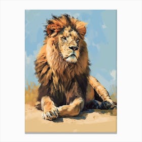 Barbary Lion Acrylic Painting 4 Canvas Print