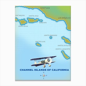 Channel Islands Of California Travel map Canvas Print