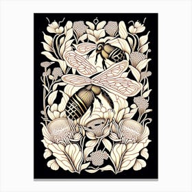 Buzzing Bees 1 William Morris Style Canvas Print