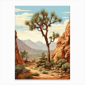  Retro Illustration Of A Joshua Trees In Grand Canyon 5 Canvas Print