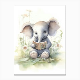 Elephant Painting Doing Calligraphy Watercolour 3 Canvas Print