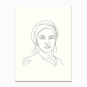 Portrait Of A Woman Hand Drawing Line Art 11 Canvas Print