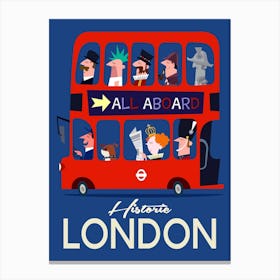 Historic London Poster Blue & Red Canvas Print