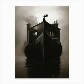 Dark Fantasy Boat In The Fog 1 Canvas Print