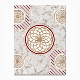 Geometric Abstract Glyph in Festive Gold Silver and Red n.0052 Canvas Print
