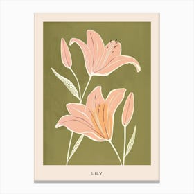 Pink & Green Lily 1 Flower Poster Canvas Print