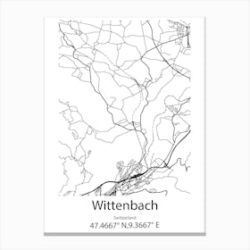 Wittenbach,Switzerland Minimalist Map Canvas Print