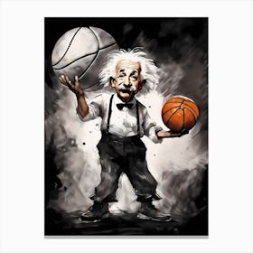 Albert Einstein Playing Basketball Abstract Painting (11) Canvas Print