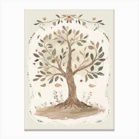 Tree of Life. Whimsical Vintage Illustration, Kids Room Canvas Print