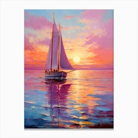 Sailboat At Sunset 8 Canvas Print