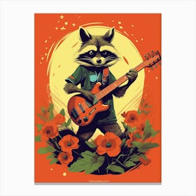 Raccoon With Guitar Illustration 1 Canvas Print