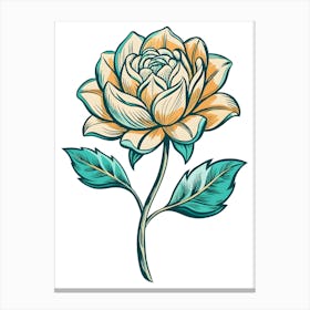 Vintage Rose Flower Illustration Canvas Print