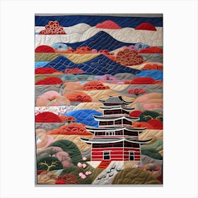 Japanese Landscape, Japanese Quilting Inspired Art, 1512 Canvas Print