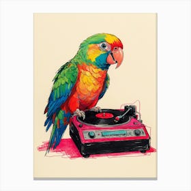 Parrot On Turntable Canvas Print