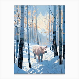 Winter Wild Boar 2 Illustration Canvas Print