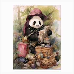 Panda Art Traveling Watercolour 2 Canvas Print