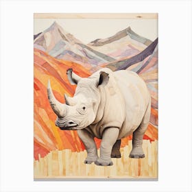 Patchwork Colourful Rhino 1 Canvas Print