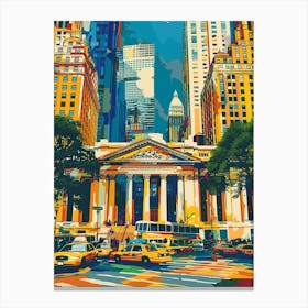 The New York Public Library New York Colourful Silkscreen Illustration 4 Canvas Print