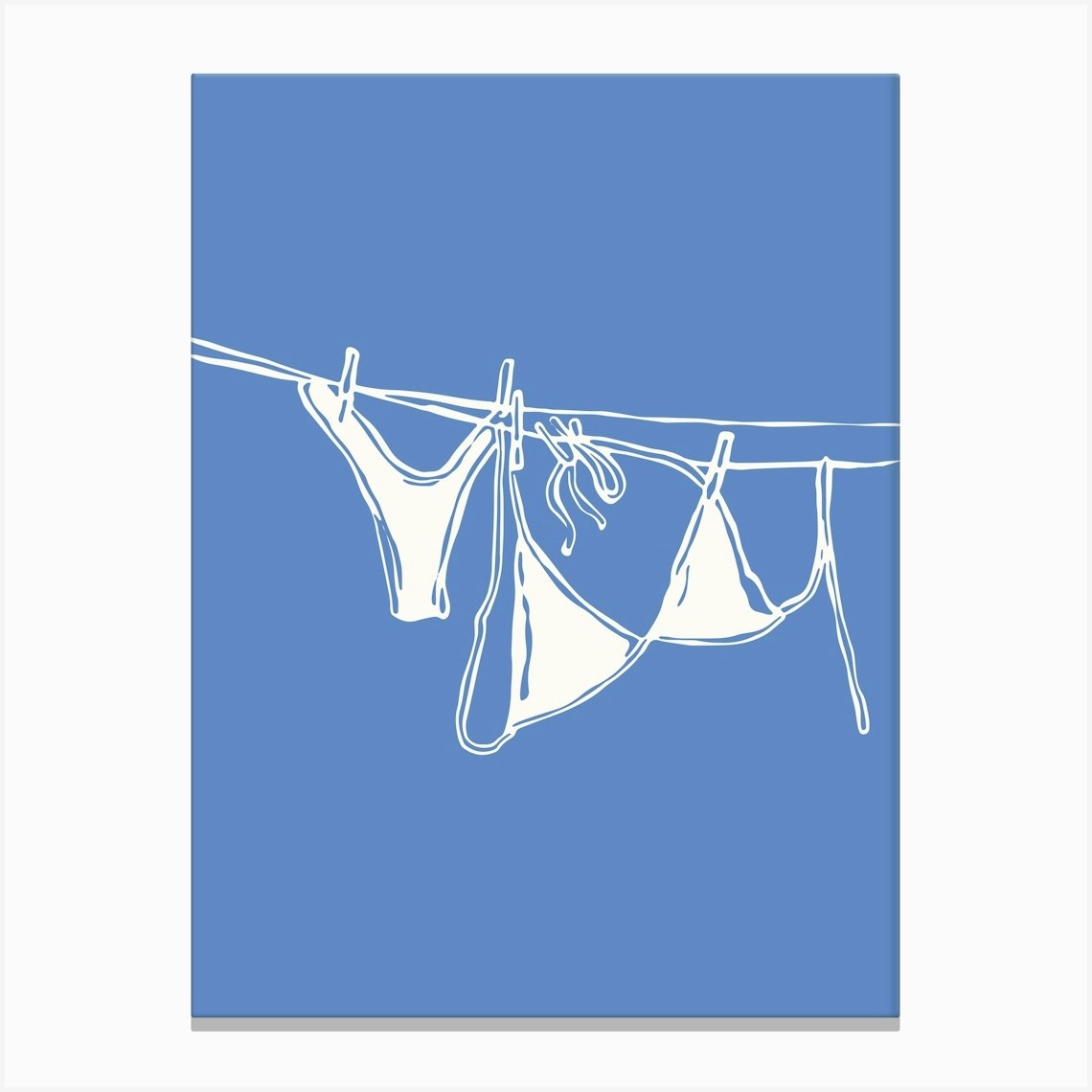 Blue Bikinis On Clothesline Canvas Print by House of Saturn