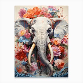 Elephant With Flowers Canvas Print