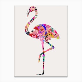Graffiti Flamingo White 1 Canvas Print