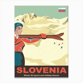 Slovenia, Skiing Girl Canvas Print