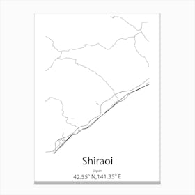 Shiraoi,Japan Minimalist Map Lienzo