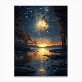 Night Sky In The Forest 1 Canvas Print