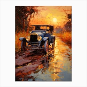 Old Car At Sunset 2 Canvas Print