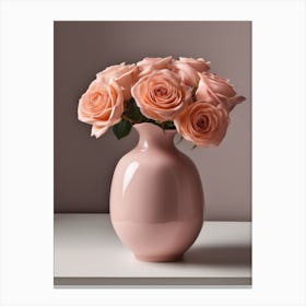 A Vase Of Pink Roses 53 Canvas Print