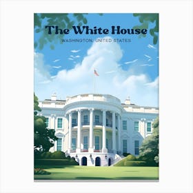 The White House Washington Political Modern Travel Art Canvas Print