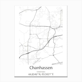 Chanhassen,United States Minimalist Map Canvas Print