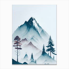 Mountain And Forest In Minimalist Watercolor Vertical Composition 281 Canvas Print