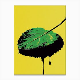 Leaf On A Yellow Background Popart Canvas Print