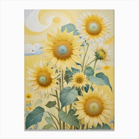 Pastel Yellow Sunflowers Canvas Print