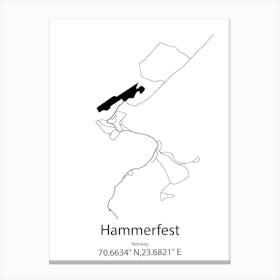 Hammerfest,Norway Minimalist Map Canvas Print