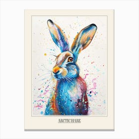 Arctic Hare Colourful Watercolour 2 Poster Canvas Print