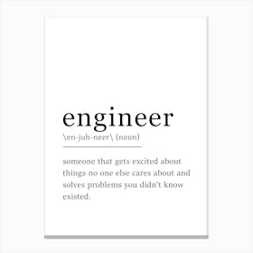 Engineer Definition Poster - Dictionary Canvas Print