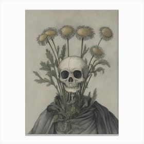 Skull With Dandelions Canvas Print