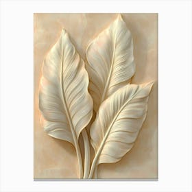 Three Leaves On A Wall Canvas Print