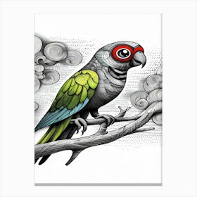 Topaz Parrot On A Branch Canvas Print