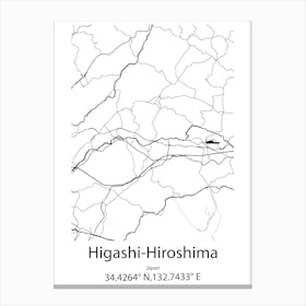 Higashi Hiroshima,Japan Minimalist Map Canvas Print